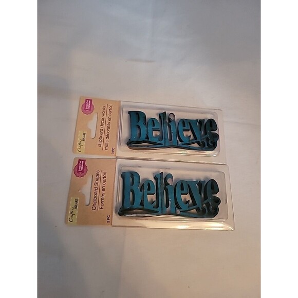 Crafter's Square Laser Cut Words BELIEVE LOT OF 2 Packages TOTAL 6 Words New - Picture 1 of 4